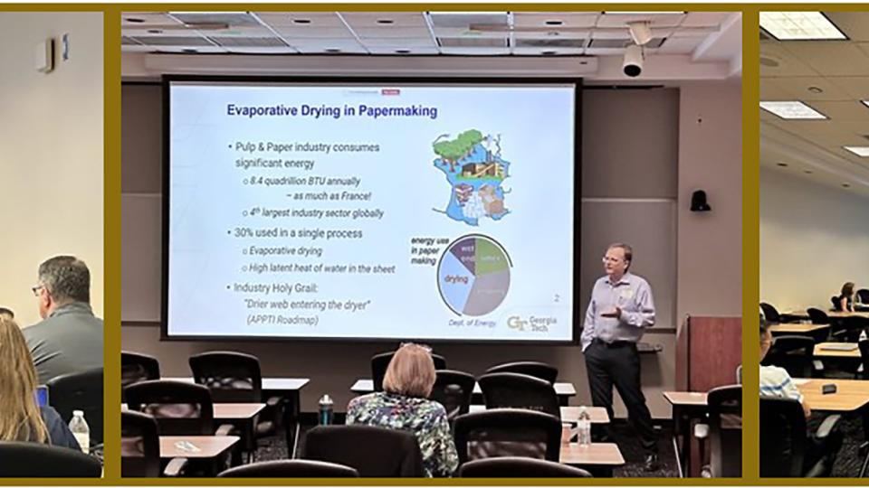 From the Left: Presentations by Chris Luettgen, Carson Meredith and Cyrus Aidun during the APPTI Net Zero Workshop